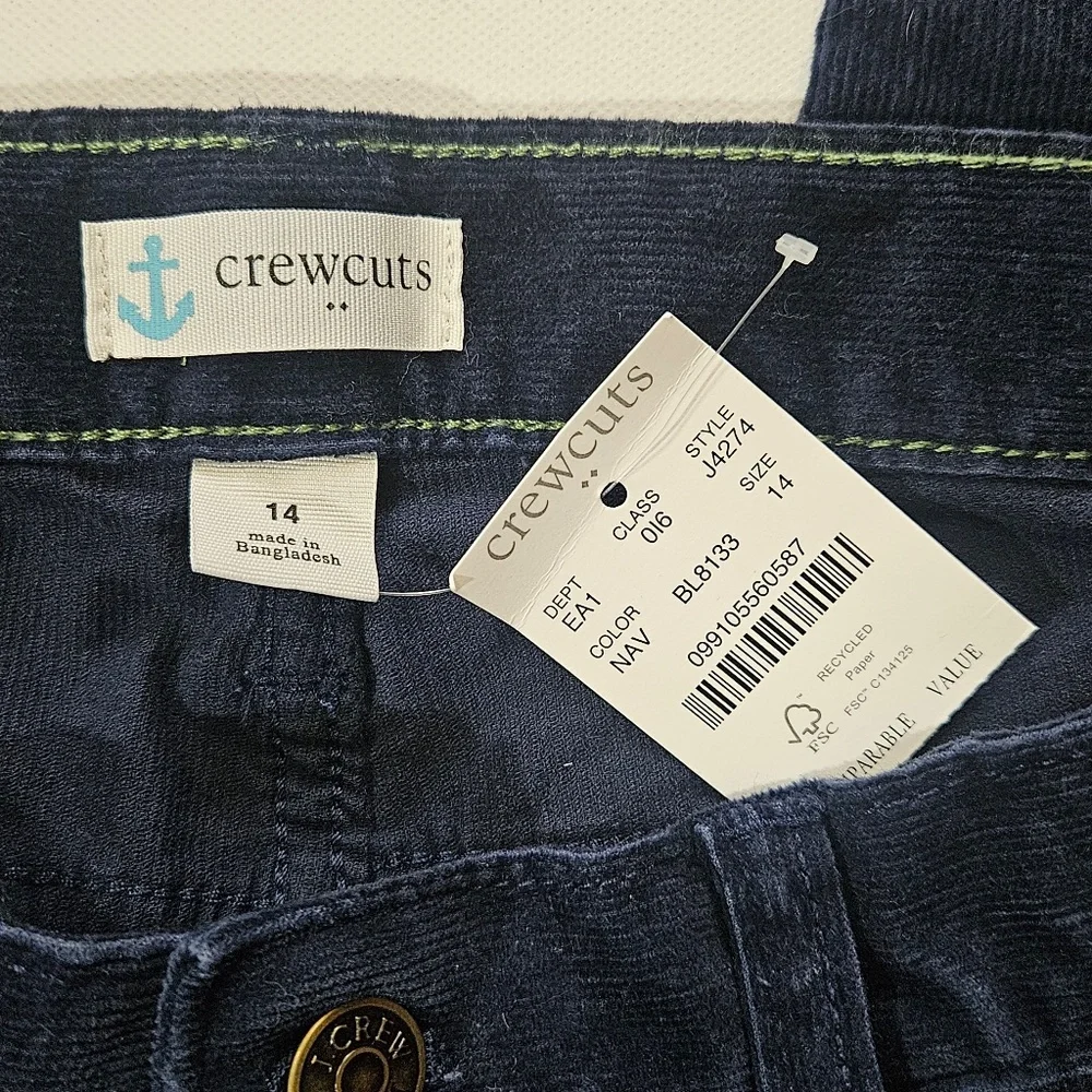 J. Crew Pants Kids 14 Navy Blue Corduroy Khakis Casual School‎ Play Stretch